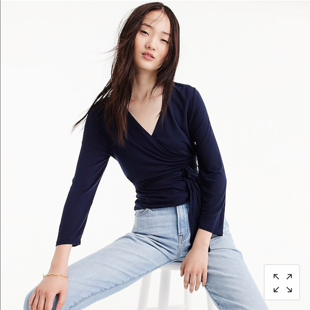NWT J Crew Navy wrap and Tie Top Sz Small